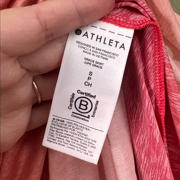 Athleta Grace Red Pink Ombré Elastic Waistband Beach Coverup Midi Skirt Sz S - Picture 4 of 5